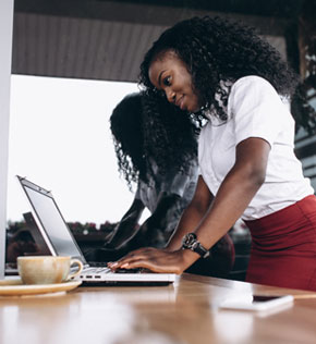 girl working on computer
